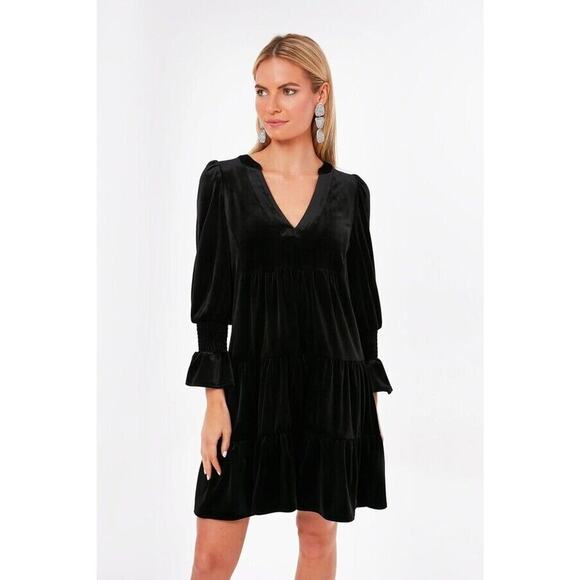 NEW Pomander Place Tuckernuck Black Velvet Kenzo Tiered Dress Women's XXL - Picture 1 of 12